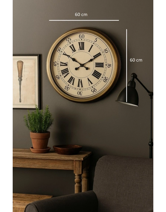 ® 60 Cm Eskitme Metal Eskitme Kadran Duvar Saati
