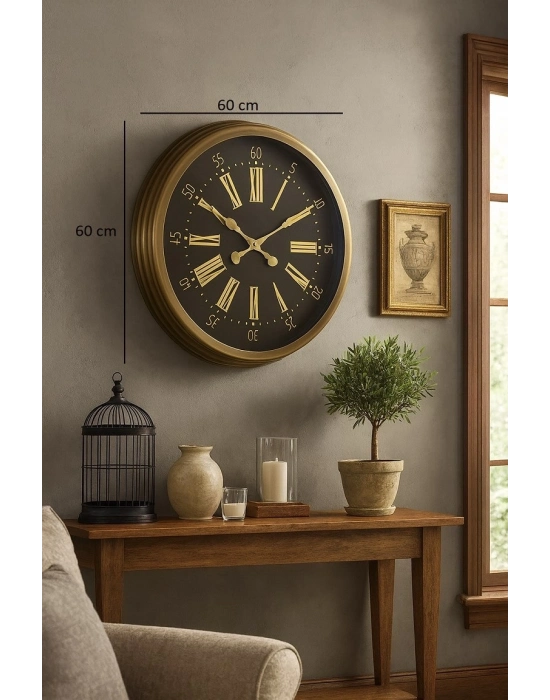 ® 60 cm Eskitme Metal Roma Rakamlı Duvar Saati