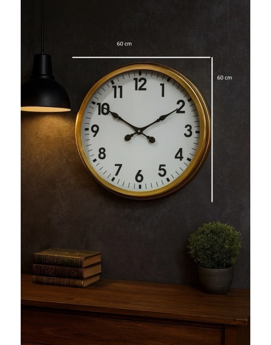 ® 60 Cm Gold Metal Dekoratif Duvar Saati