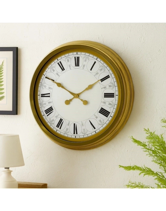 ® 60 cm Gold Metal Roma Rakamlı Duvar Saati