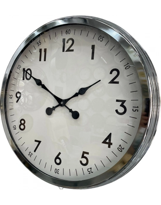 ® 60 cm Krom Metal Dekoratif Duvar Saati