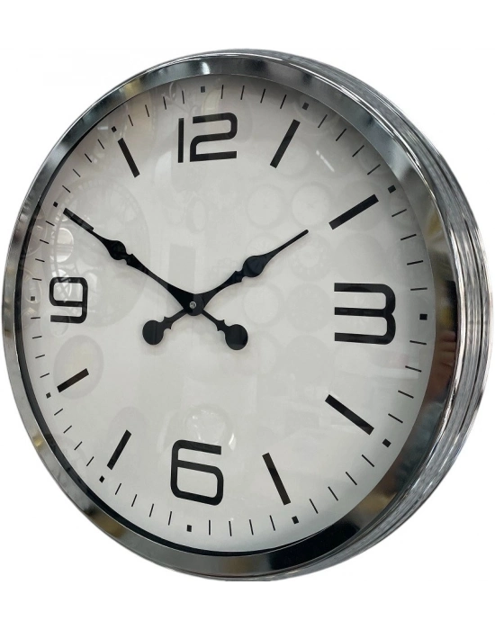 ® 60 cm Krom Metal Dizayn Duvar Saati