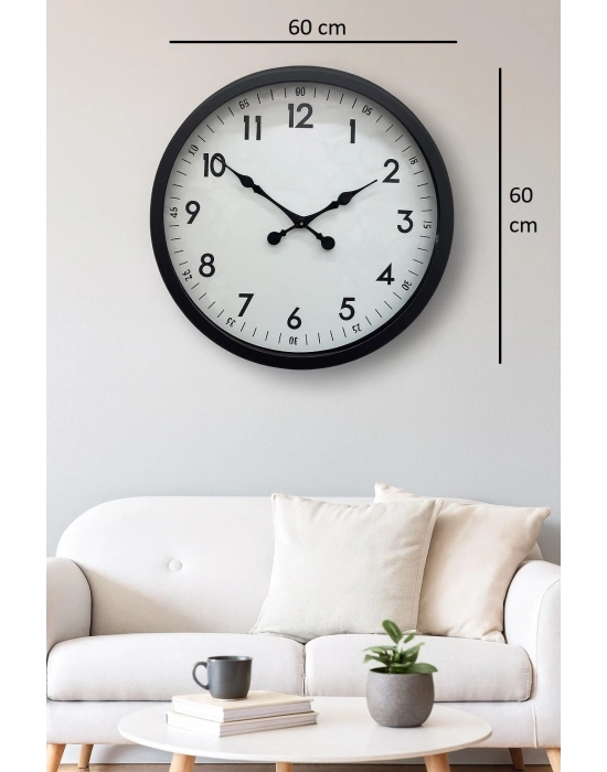 ® 60 cm Siyah Dekoratif Metal Duvar Saati