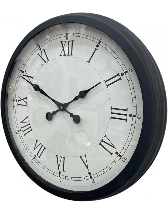 ® 60 cm Siyah Metal Roma Rakamlı Duvar Saati