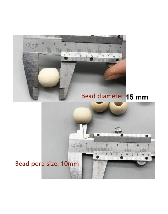 60 Gr (60 Adet) Ahşap Boncuk 15 mm çap x 10 mm Delik Doğal Yuvarlak Ahşap Makrome El İşi Çanta