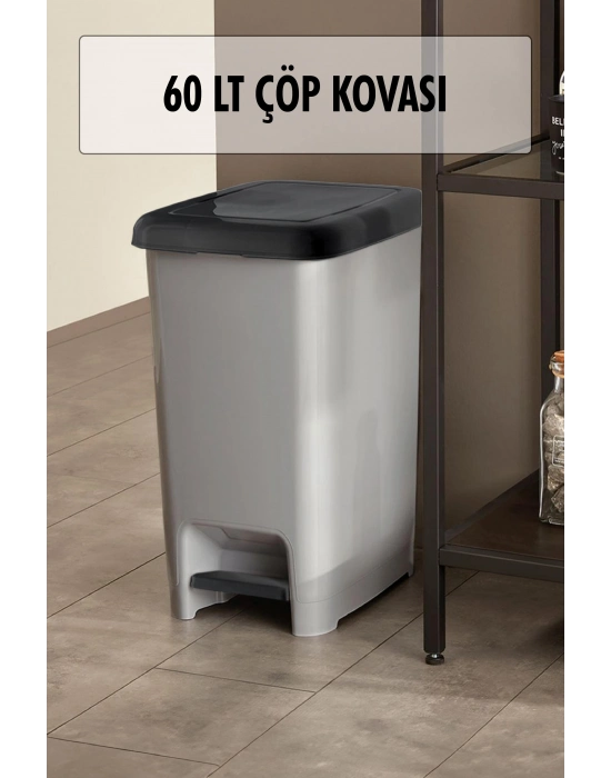 60 Litre Basmalı Çöp Kovası Büyük Boy