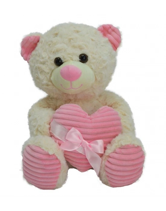 ® 62915 35 CM KALBİ KURDELELİ PELUŞ AYI -HLY