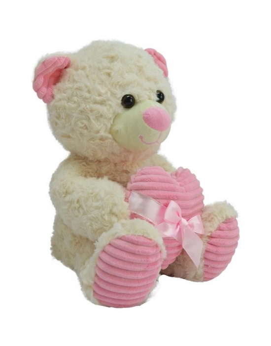 ® 62915 35 CM KALBİ KURDELELİ PELUŞ AYI -HLY