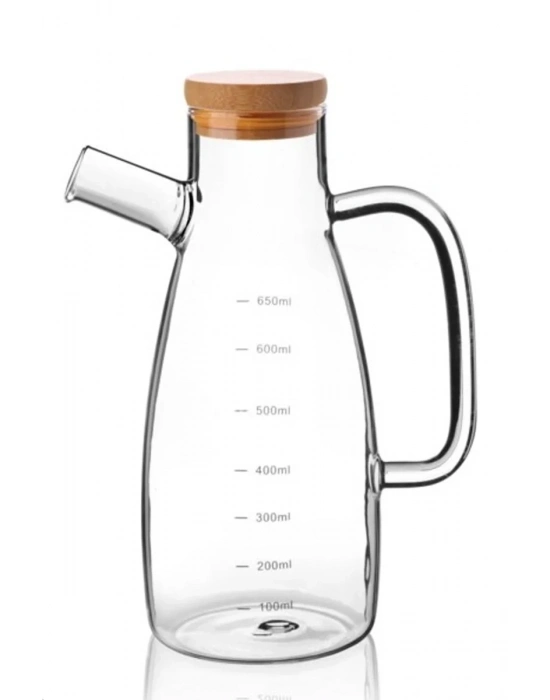 650 Ml Bambu Kapaklı Cam Yağdanlık Royaleks-70086