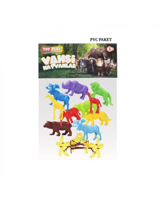 ® 669 Toy Play 12 Parça Renkli Mini Vahşi Hayvanlar Figür Seti 4-6 cm