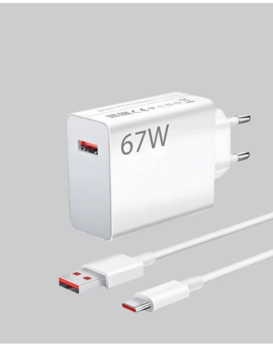 67 Watt Ultra Hızlı Şarj Adaptörü  Redmi 9 10 12C Uyumlu
