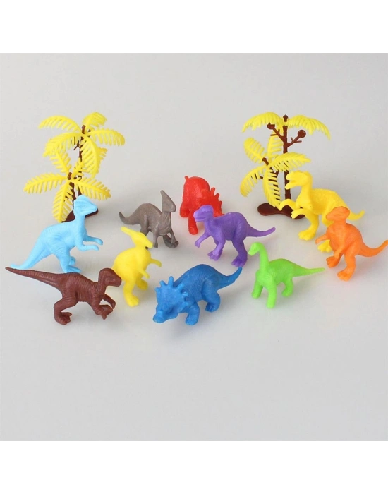 ® 683 Toy Play 12 Parça Renkli Mini Dinozor Figür Seti 4-6 cm