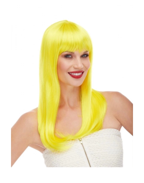 Sarı Renk Uzun Düz Parti Peruğu
