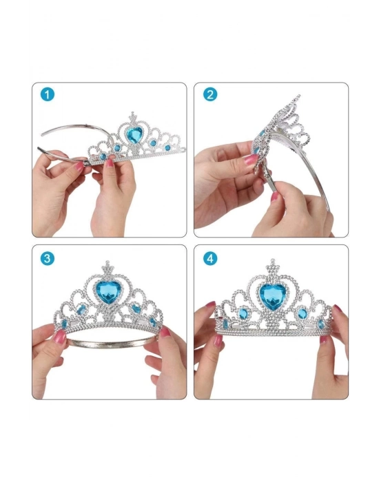 Karlar Ülkesi Mavi Kalpli Taşlı Elsa Tacı