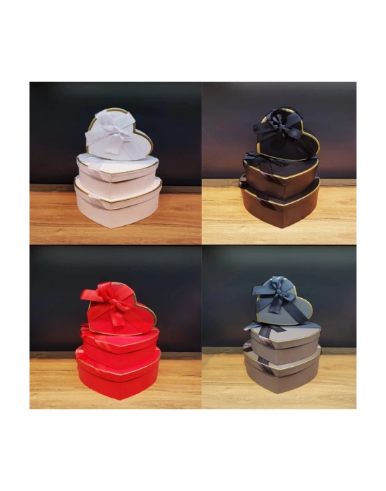 3Lü Kalp Hediye Kutusu: Sevdiklerinize Sürpriz Yapın! - Sevgililer Günü Için Mükemmel Seçim!