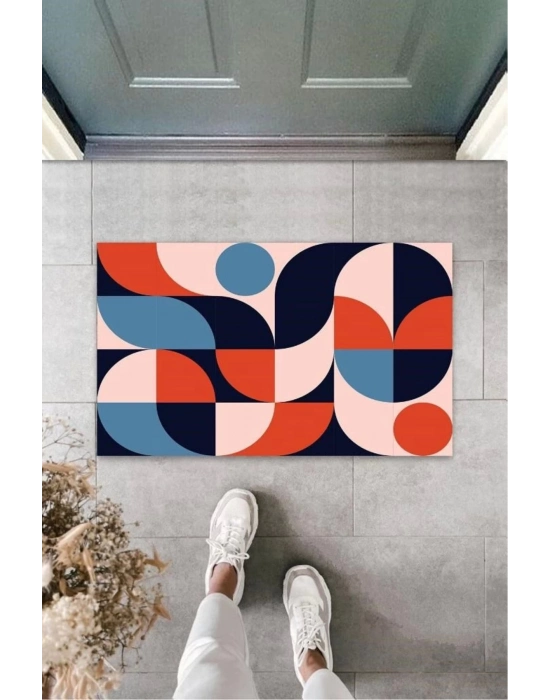 Bfs Turuncu Kapı Önü Paspası Modern Desen K-3239