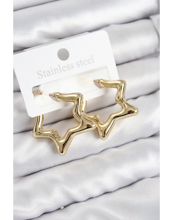 Bfs Pirinç Yıldız Model Gold Renk Kadın Küpe