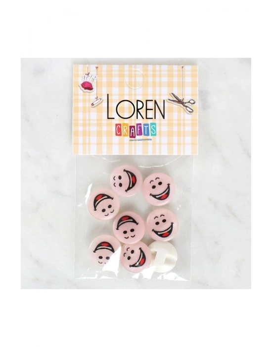Loren Crafts 8li Gülen Yüz Düğme - 1025