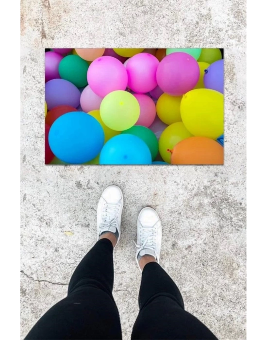 Bfs Dijital Baskı Renkli Balon Desen Kapı Önü Paspası K-1015