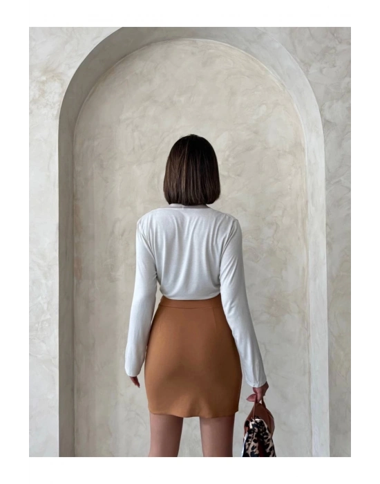 Çift Yırtmaçlı Etek Camel S25910