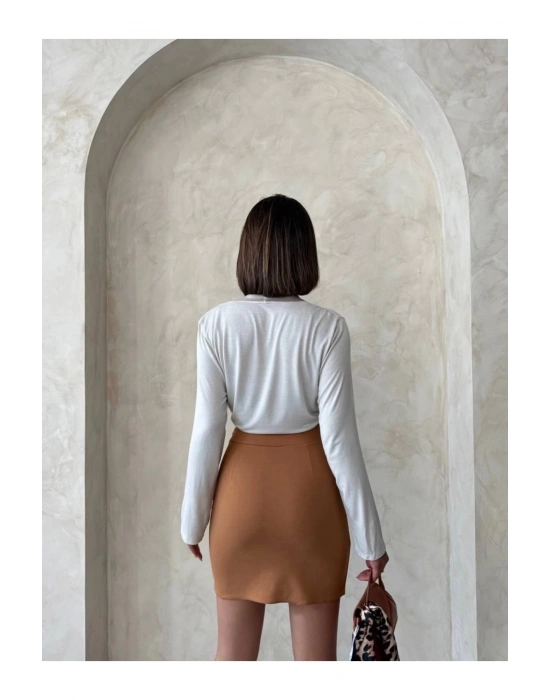 Çift Yırtmaçlı Etek Camel S25910