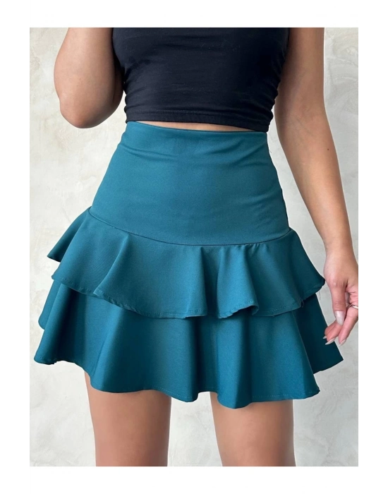 Valonlu Fırfırlı Etek Yeşil S24681