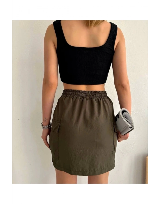 Kargo Cep Ince Paraşüt Etek Haki S241019