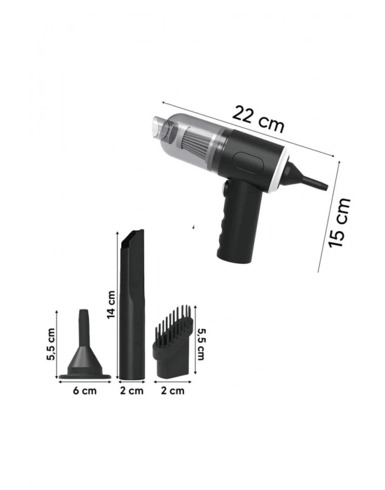 Buffer 3in1 Araç İçi Kablosuz Şarjlı Mini El Süpürgesi Vakum ve Üfleme