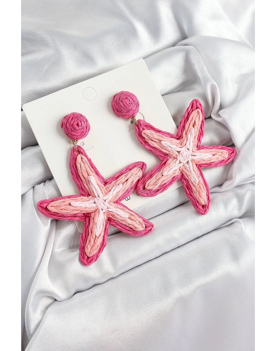 Bfs Pirinç Pembe Deniz Yıldızı Model Gold Renk Kadın Hasır Küpe