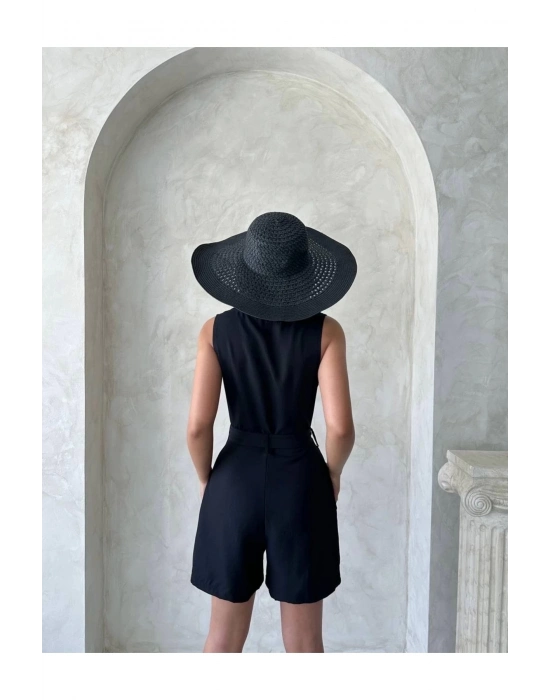 Kuşaklı şortlu tulum