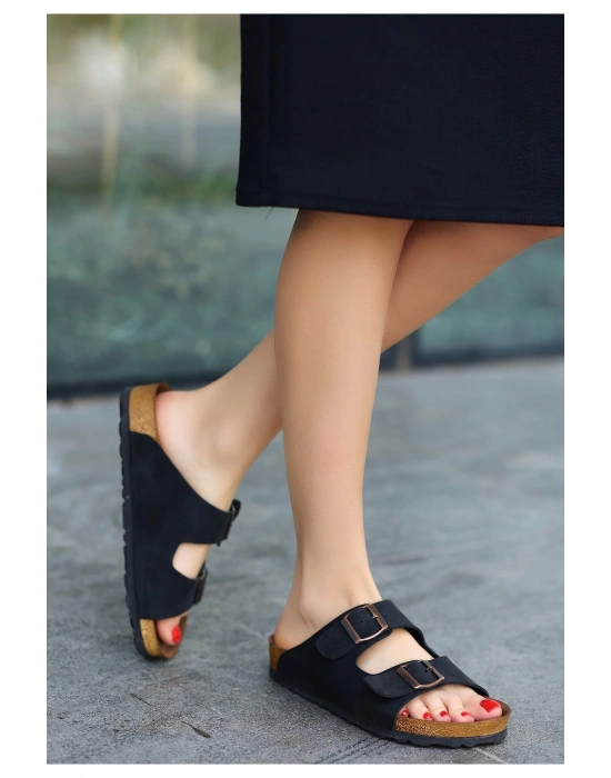 Rıno Siyah Nubuk Terlik