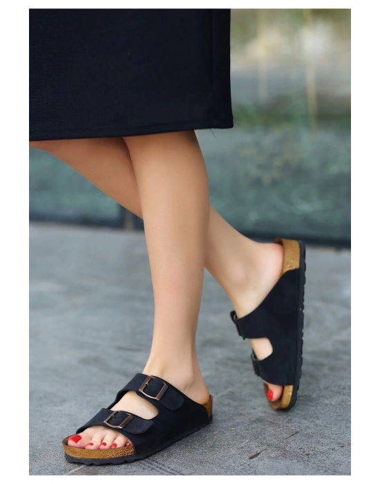 Rıno Siyah Nubuk Terlik