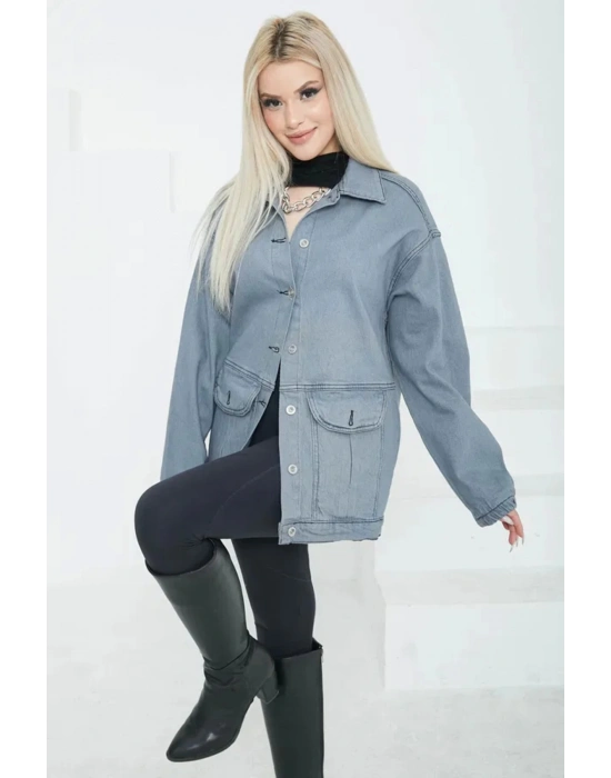 Kadın Oversize Körüklü Cep Kot