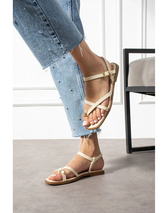 Nordi Bej Cilt Kemerli Sandalet