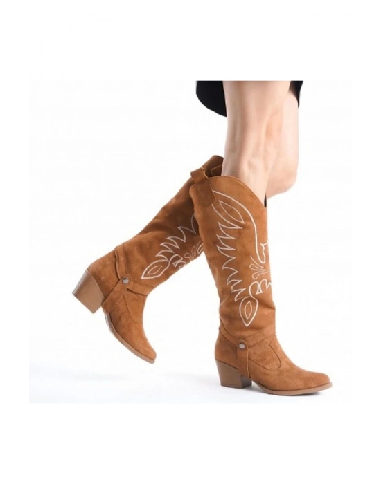 Jilla Taba Süet Tak Çıkar Topuklu Bot Ve Çizme