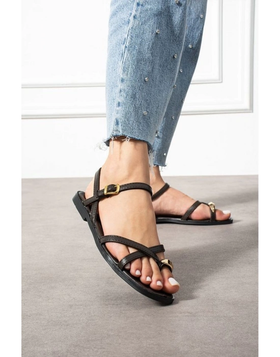 Nordi Kahverengi Cilt Kemerli Sandalet