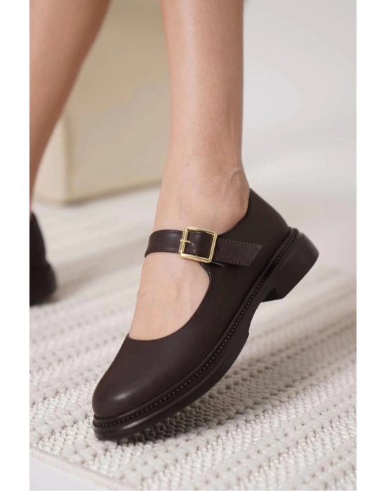 Yokox Kahverengi Cilt Oxford Ayakkabı