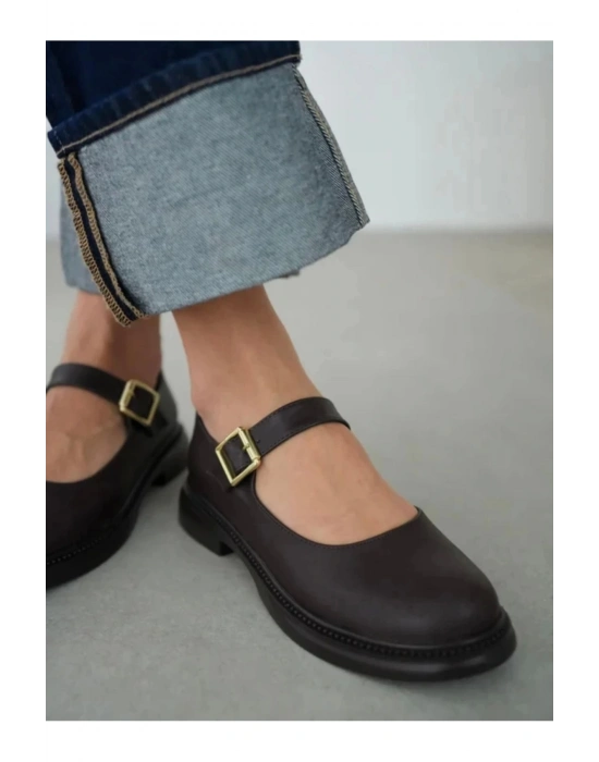 Yokox Kahverengi Cilt Oxford Ayakkabı