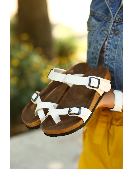 Opil Beyaz Nubuk Terlik