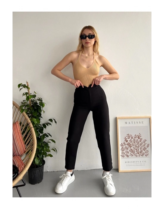 Atlas fletolu pantolon siyah