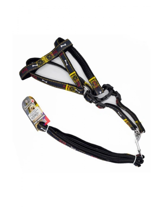 Euro Dog Köpek Uzatma Tasması ve Göğüs Tasması Takımı Siyah 21 Mm 120 Cm