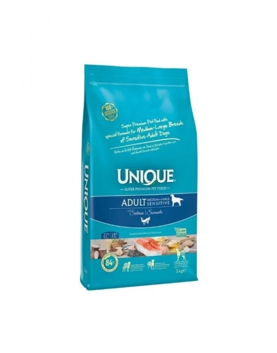 Unique Sensitive Somonlu Orta Ve Büyük Irk Düşük Tahıllı Yetişkin Köpek Maması 3 Kg