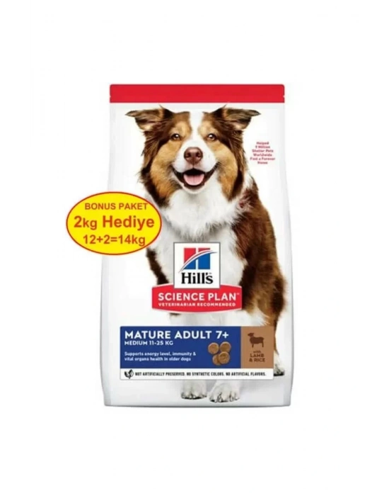 Hills Mature Adult 7+ Orta Irk Kuzu Etli Yaşlı Köpek Maması 12 Kg (+2 Kg Hediyeli)