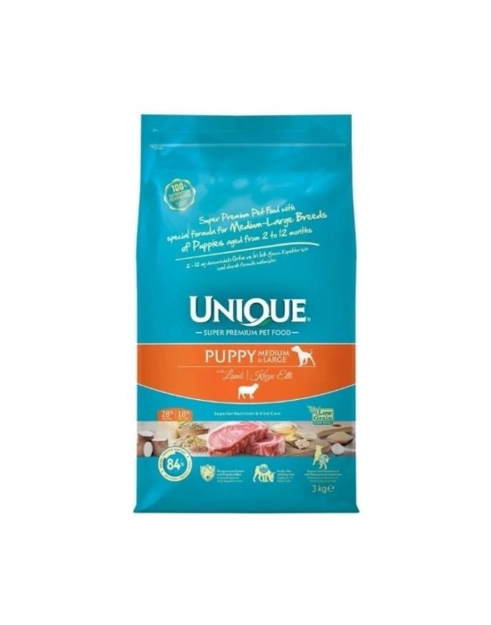 Unique Kuzu Etli Orta Ve Büyük Irk Düşük Tahıllı Yavru Köpek Maması 15 Kg