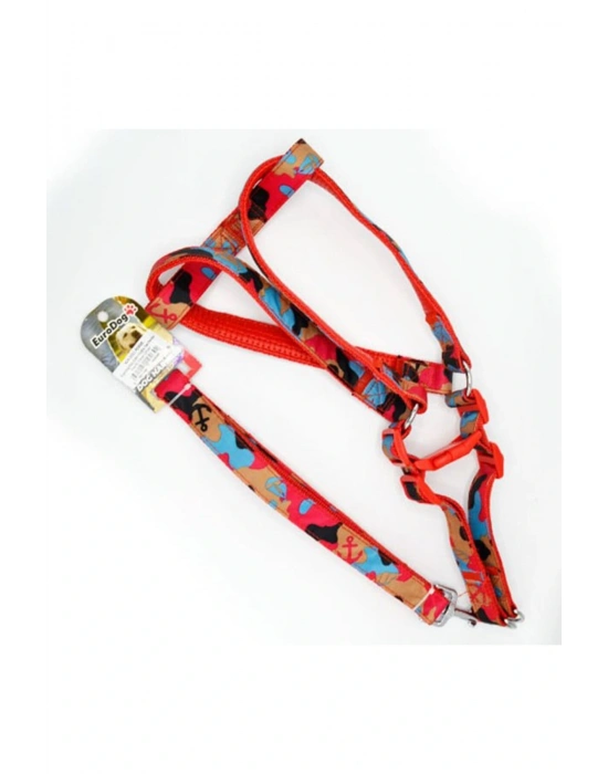 Euro Dog Köpek Uzatma Tasması ve Göğüs Tasması Takımı Pembe Kamuflaj 25 Mm 120 Cm