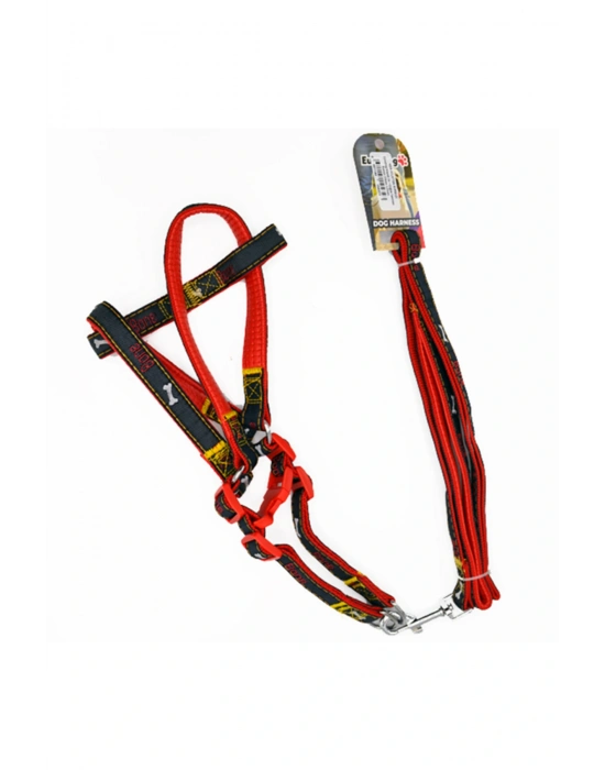 Euro Dog Köpek Uzatma Tasması ve Göğüs Tasması Takımı Kırmızı/Siyah 25 Mm 120 Cm - 454-JCLH736-KIRMI