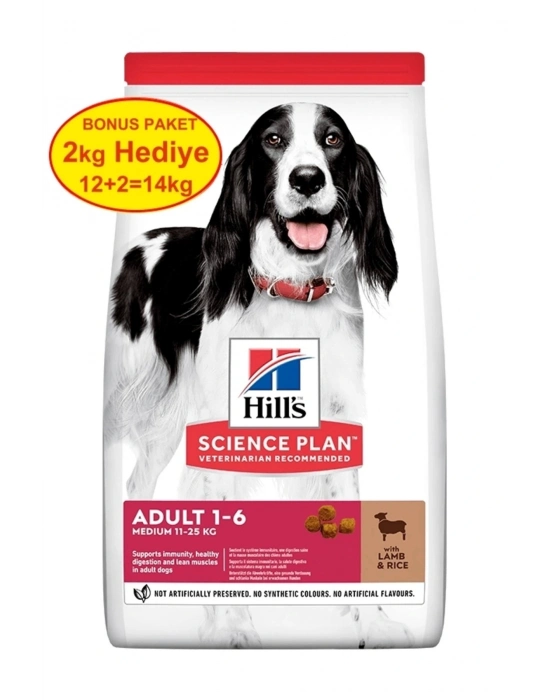 Hills Kuzu Etli Orta Irk Yetişkin Köpek Maması 12+2 Kg Hediyeli