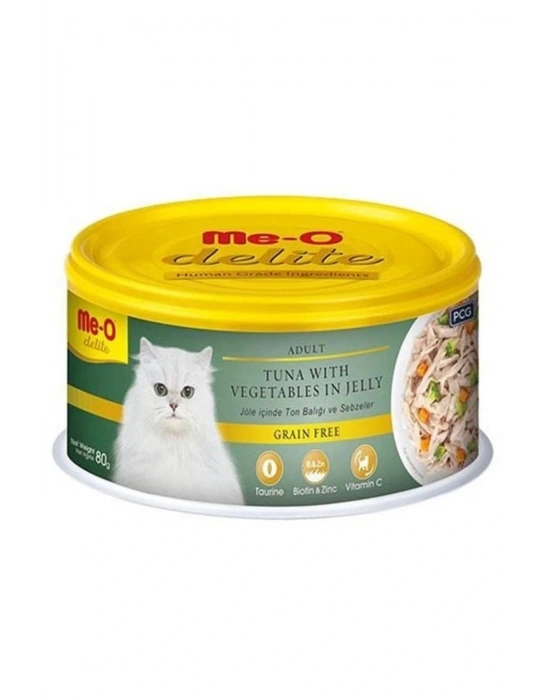 Meo Delite Tahılsız Jöleli Ton Balıklı Ve Sebzeli Yetişkin Konserve Kedi Maması 80 Gr