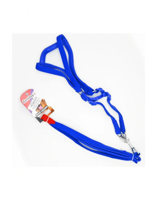 Euro Dog Köpek Uzatma Tasması ve Göğüs Tasması Takımı Mavi 15 Mm 120 Cm