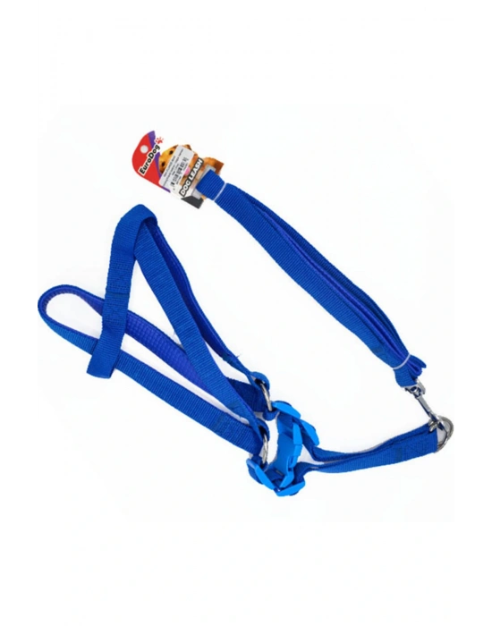 Euro Dog Köpek Uzatma Tasması ve Göğüs Tasması Takımı Mavi 15 Mm 120 Cm